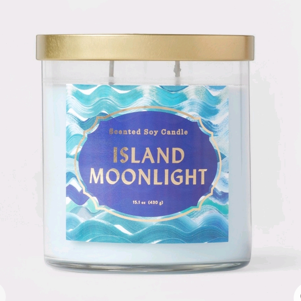 Opalhouse NWT Island Moonlight 2-Wick Glass Jar Candle with Lid 15oz